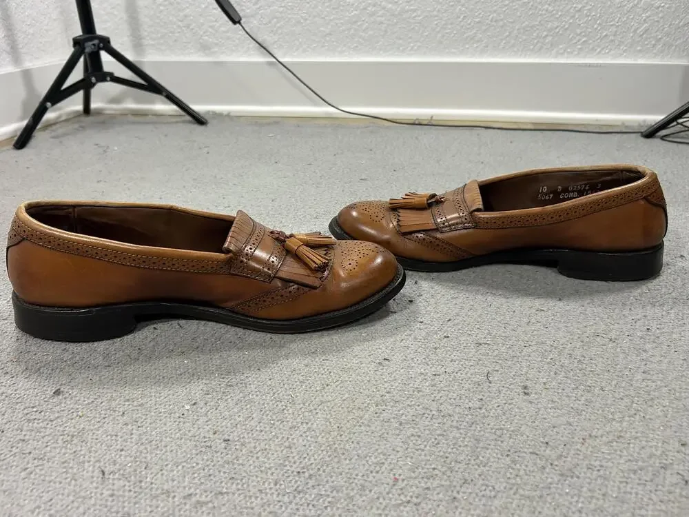Allen Edmonds Bridgeton Shoes Mens Size 10 Brown Leather Tassel Loafers Wingtip